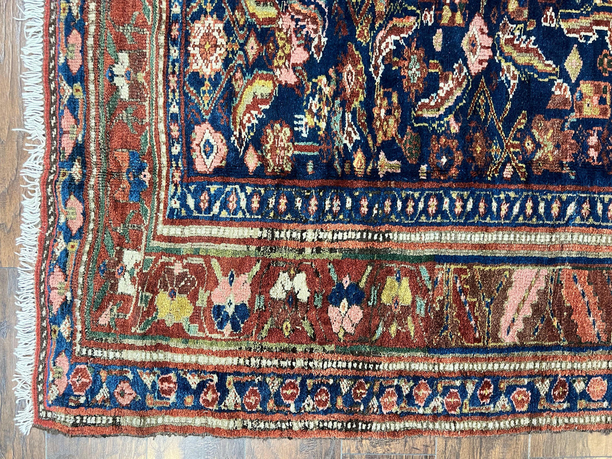 Caucasian Kalegy Rug 6x11, Wide Runner, Wool Hand Knotted Carpet, Navy Blue Tribal Rug, 1920s Antique Rug, 6 x 11 Oriental Carpet - Jewel Rugs, view 9