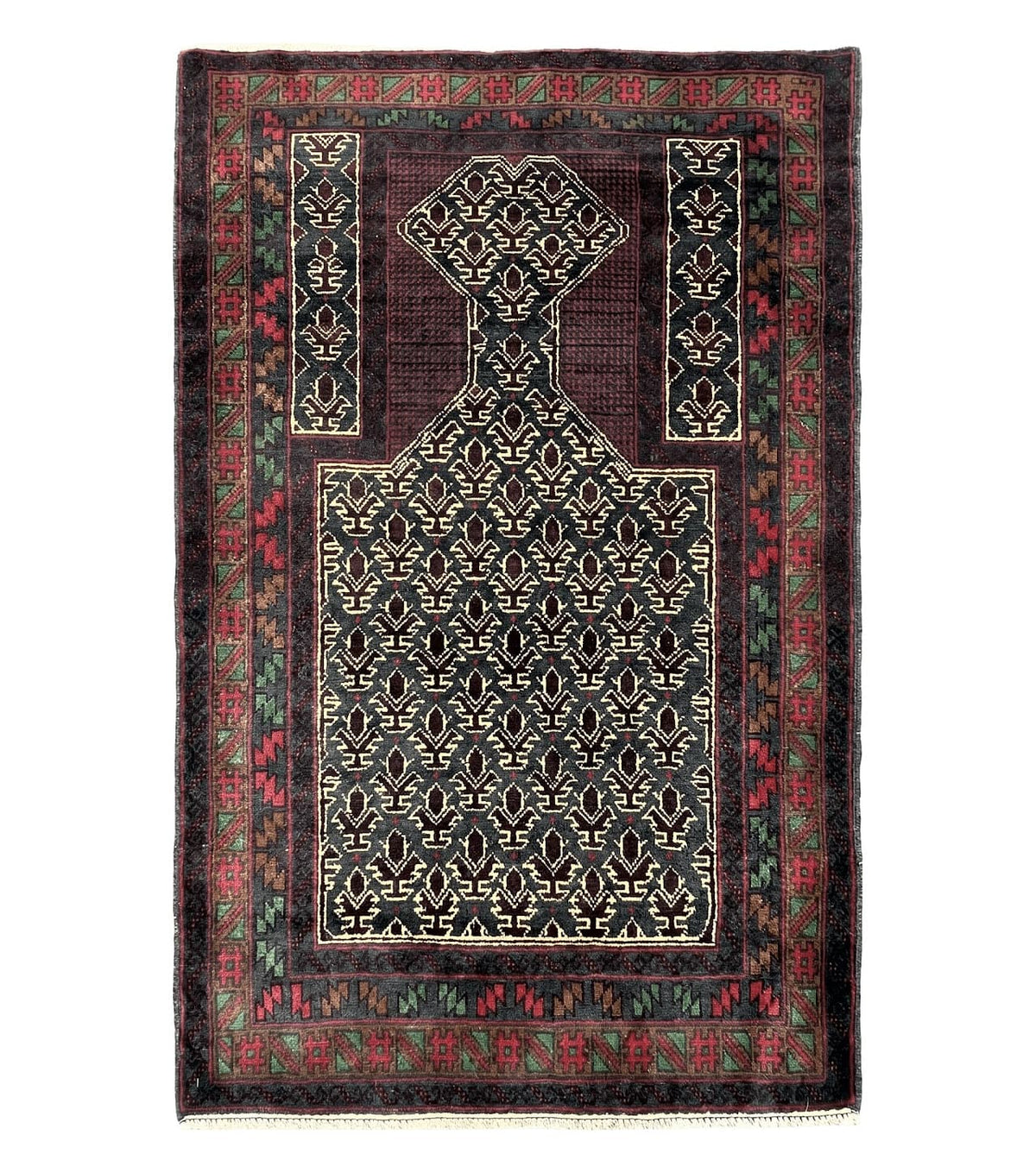 3x5 New Vintage Handmade Wool Rug Tribal Balouch Turkoman Prayer Rug Veggie Dyes - Jewel Rugs