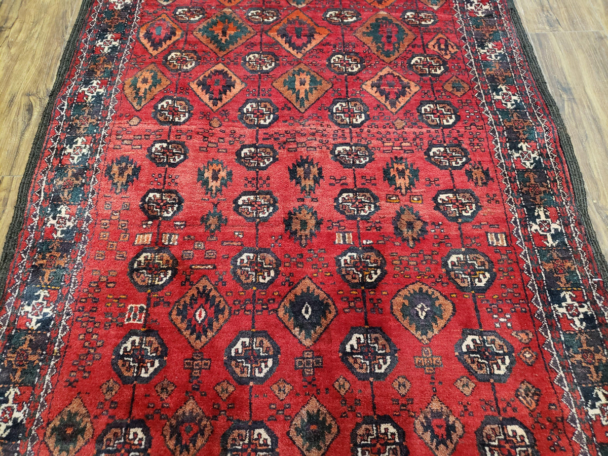 4 x 8 Handmade Baluch Afghan Turkoman Tribal Wool Rug Organic Dyes 8x4 Carpet - Jewel Rugs, view 12