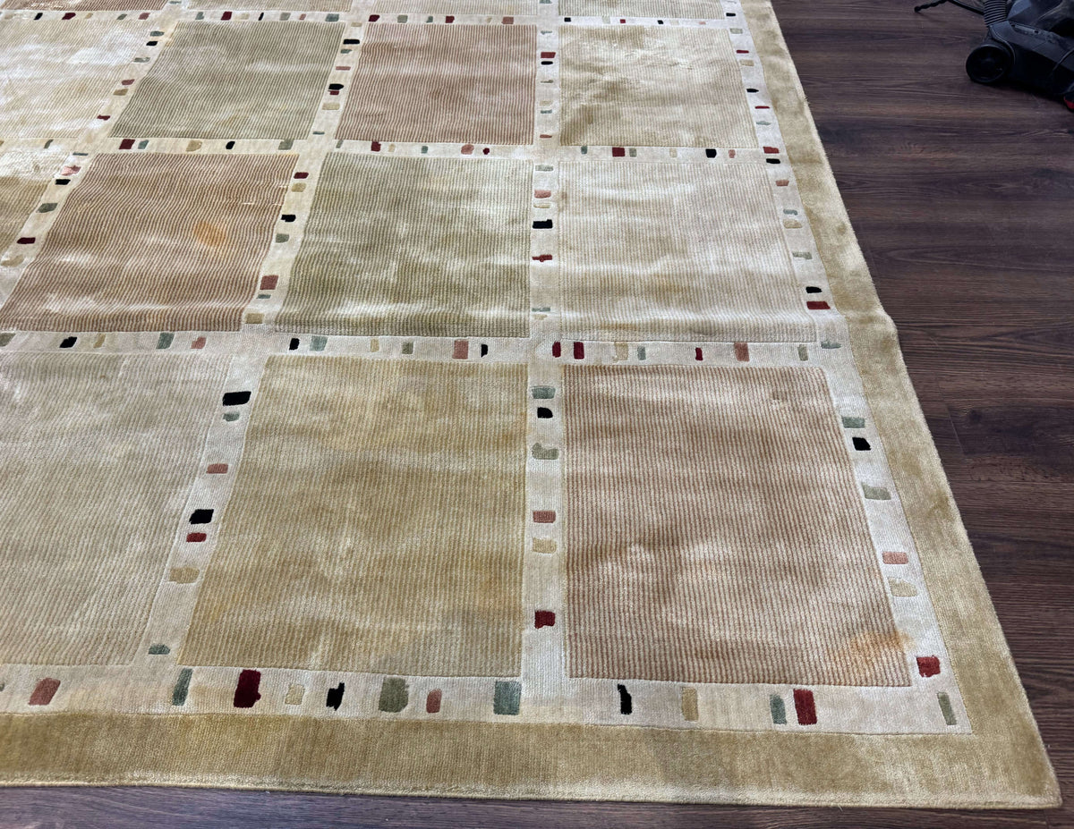 Large Wool Rug 10x13, Panel Design, Modern Contemporary Carpet - Jewel Rugs, view 10