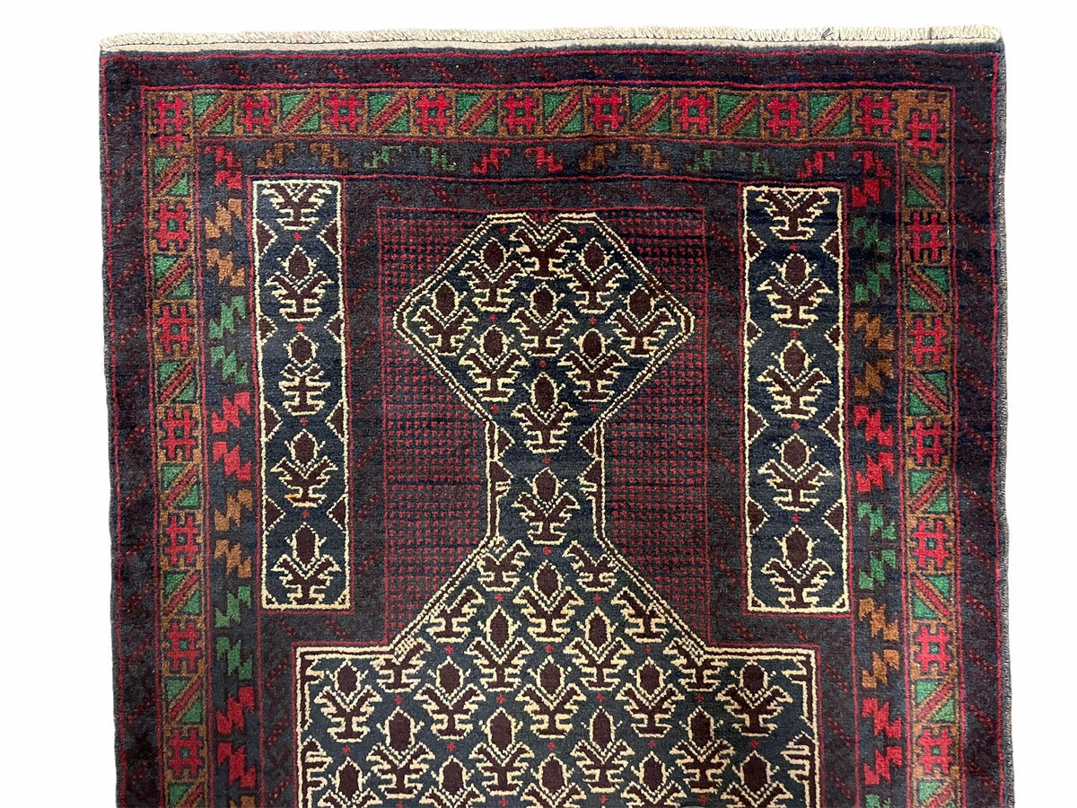 3x5 New Vintage Handmade Wool Rug Tribal Balouch Turkoman Prayer Rug Veggie Dyes - Jewel Rugs, view 4