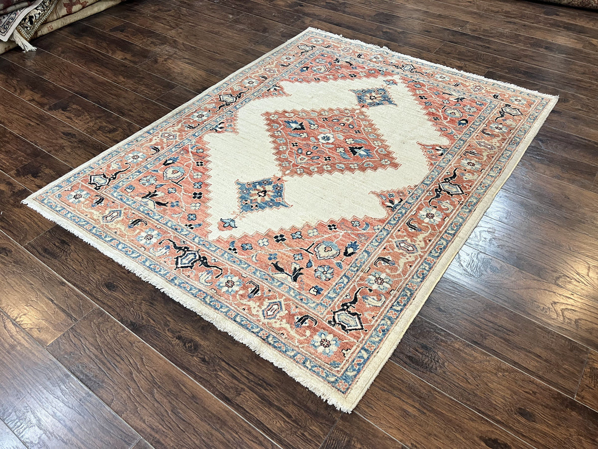 Peshawar Rug 5x7, Wool Hand Knotted Handmade Vintage Carpet, Serapi Design, Pakistani Rug 5 x 7 ft, Medium Sized, Geometric Rug - Jewel Rugs, view 3