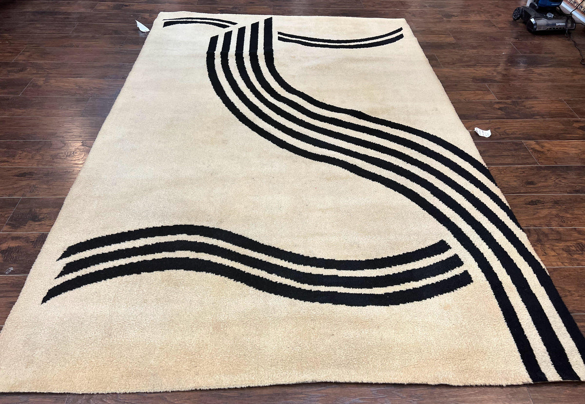 Modern Rug 6x9, Cream and Black, Abstract Pattern - Jewel Rugs, view 13