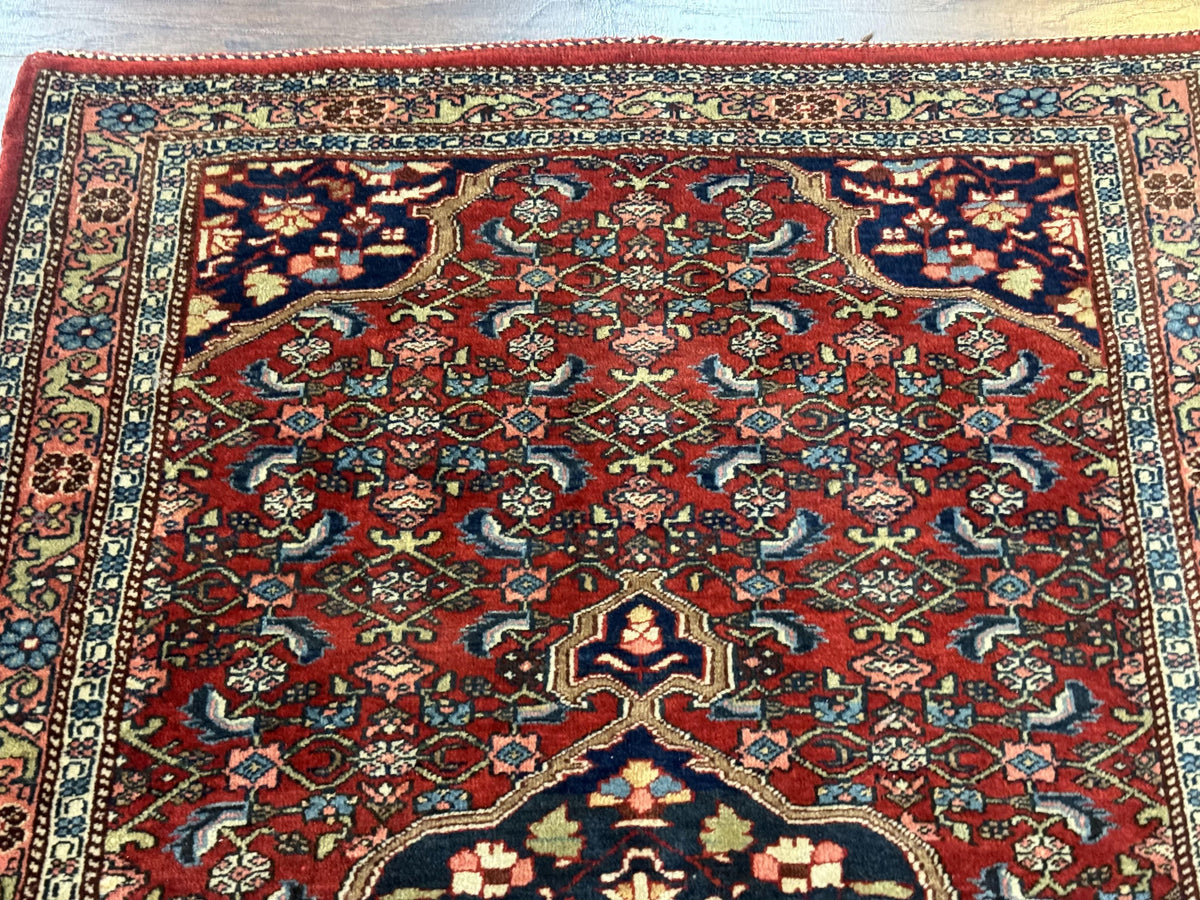 Persian Bidjar Rug 2.7 x 4, Red and Navy Blue, Small Persian Area Rug, Semi Antique - Jewel Rugs, view 4