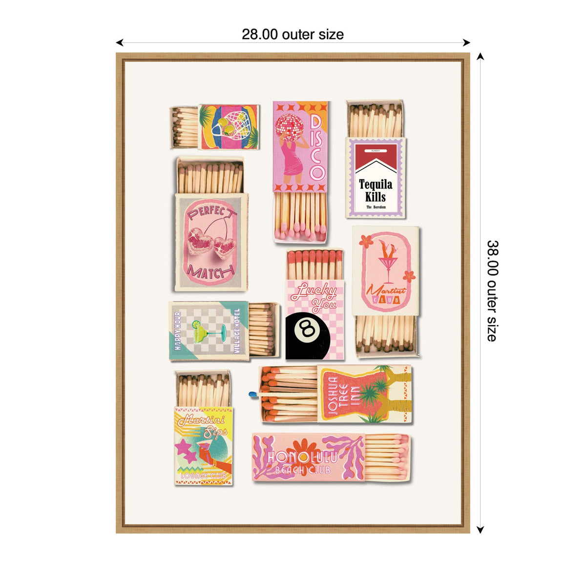 Vintage Pink Matchboxes by Honey Island Studio Framed Canvas Wall Art Print