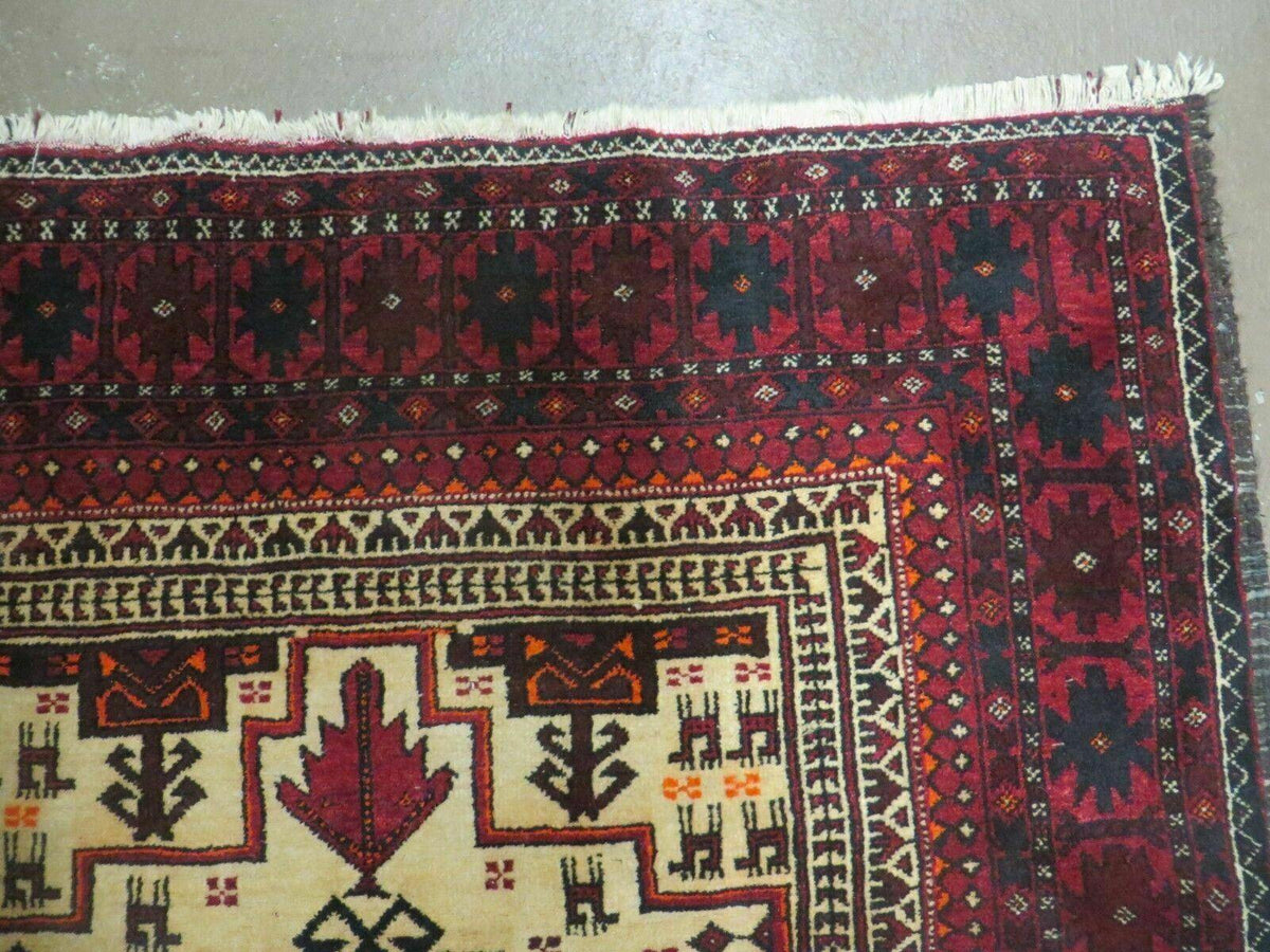 4' X 7' Vintage Handmade Pakistan Turkoman Bokhara Balouch Woven Wool Rug Nice - Jewel Rugs, view 7