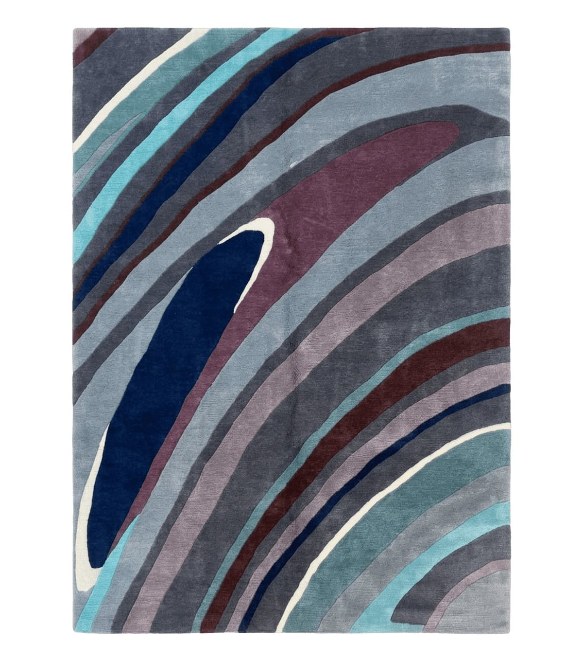 Modern Nepali Handmade Wool Rug 6x8, Blues Gray Mauve, Abstract, Nepali Tibetan Rug - Jewel Rugs