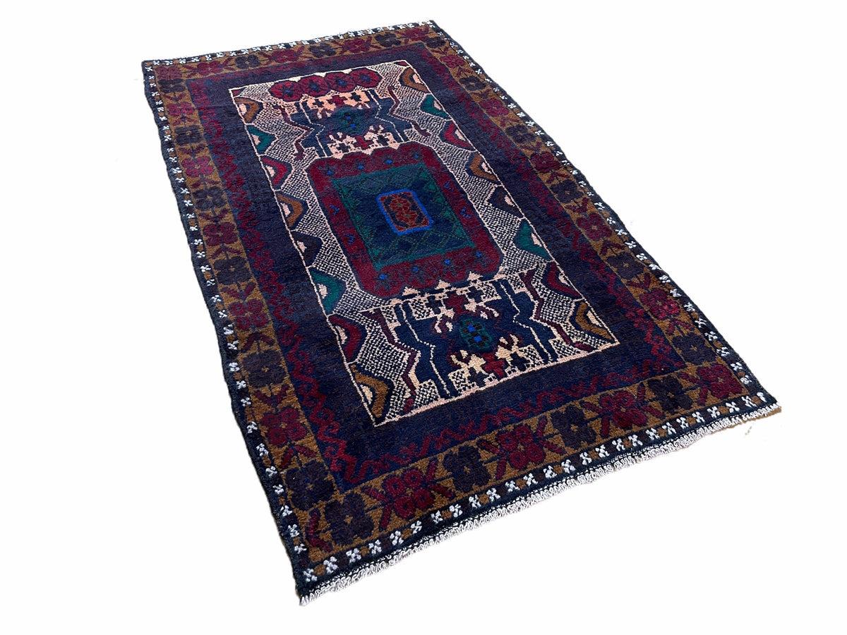3 X 5 Vintage Handmade Tribal Wool Rug Balouchi Rug Afghan Rug Red Beige Nice - Jewel Rugs, view 11