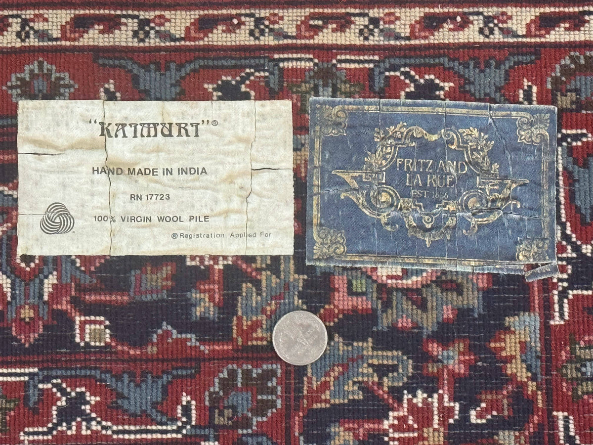 Indo Persian Rug 5x7, Vintage Traditional Floral Carpet, Burgundy and Navy Blue - Jewel Rugs, view 11