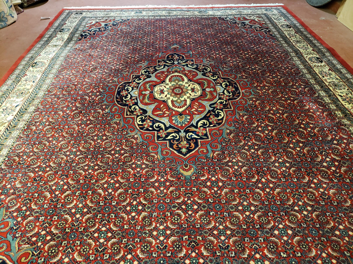 Indian Rug 9x12 Red Indo Bidjar Rug 9x12 Vintage Rug Allover Pattern Medallion Rug Wool Rug Nice Persian Design - Jewel Rugs, view 3