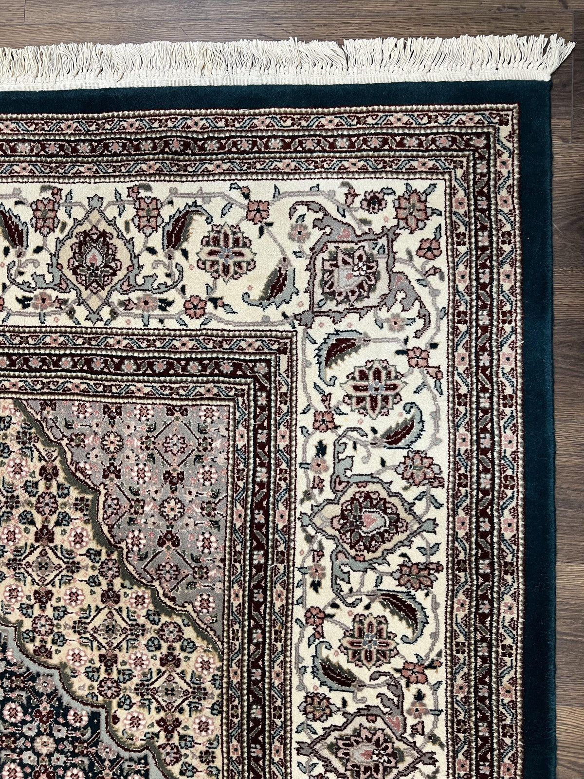 Sino Persian Rug 9x12, Dark Green and Ivory, Medallion, Mahi Herati, Elegant Oriental Carpet, Wool Hand Knotted Traditional Room Sized Rug - Jewel Rugs, view 7