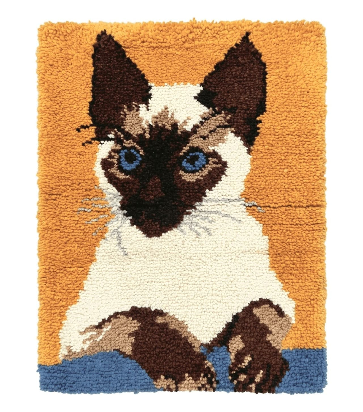 Small Shag Rug with Siamese Cat Pictorial, 2x3 ft Rug, Wool, Vintage, Danish Rya Shag Rug, Orange - Jewel Rugs