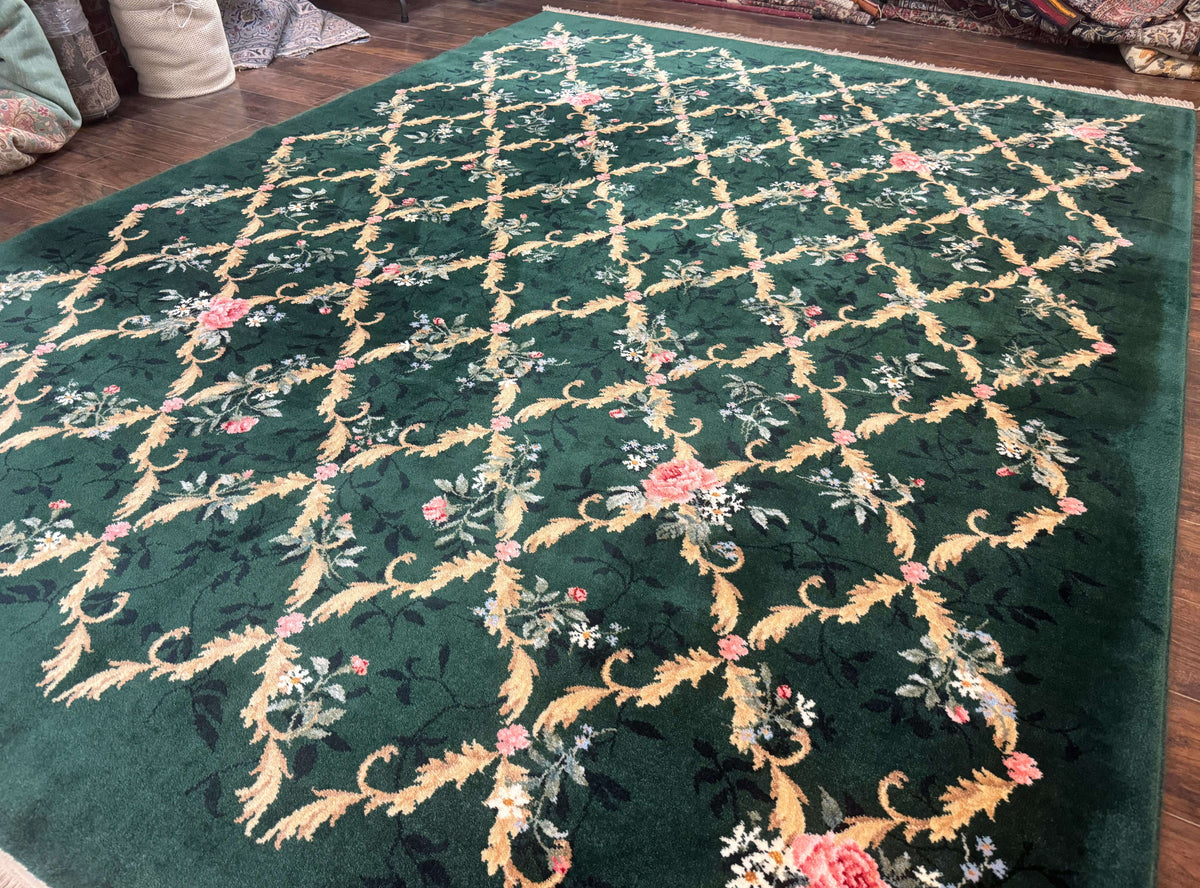 Karastan Garden of Eden Rug 8.8 x 11.8, Green Savonnerie 509/1733, Wool - Jewel Rugs, view 3