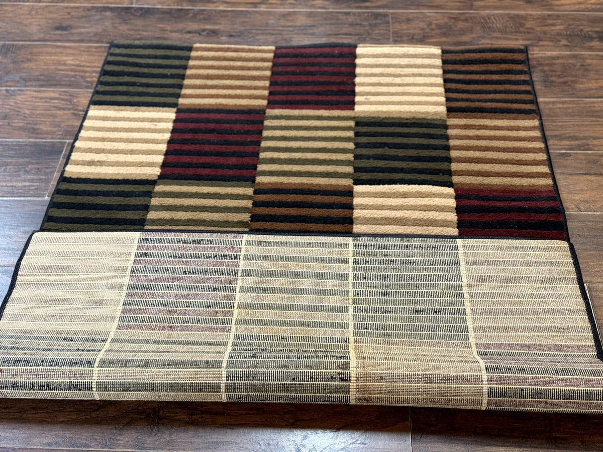 Vintage Power Loomed Rug 3.6 x 5, Brown Beige Black Tan, Box Design - Jewel Rugs, view 11