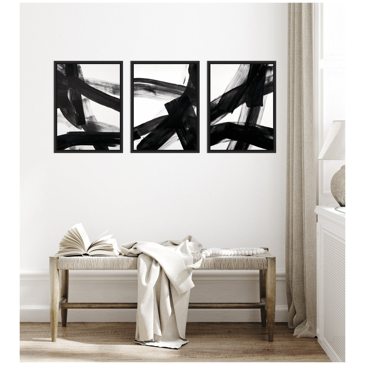 Black Mark No. 1, No. 2, & No. 3 3 Piece Framed Canvas Wall Art Set by Amy Lighthall