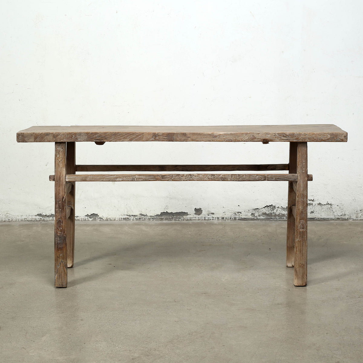 65 Inches Long Vintage Console Table Elmwood Weathered Natural 65x17x31.5H