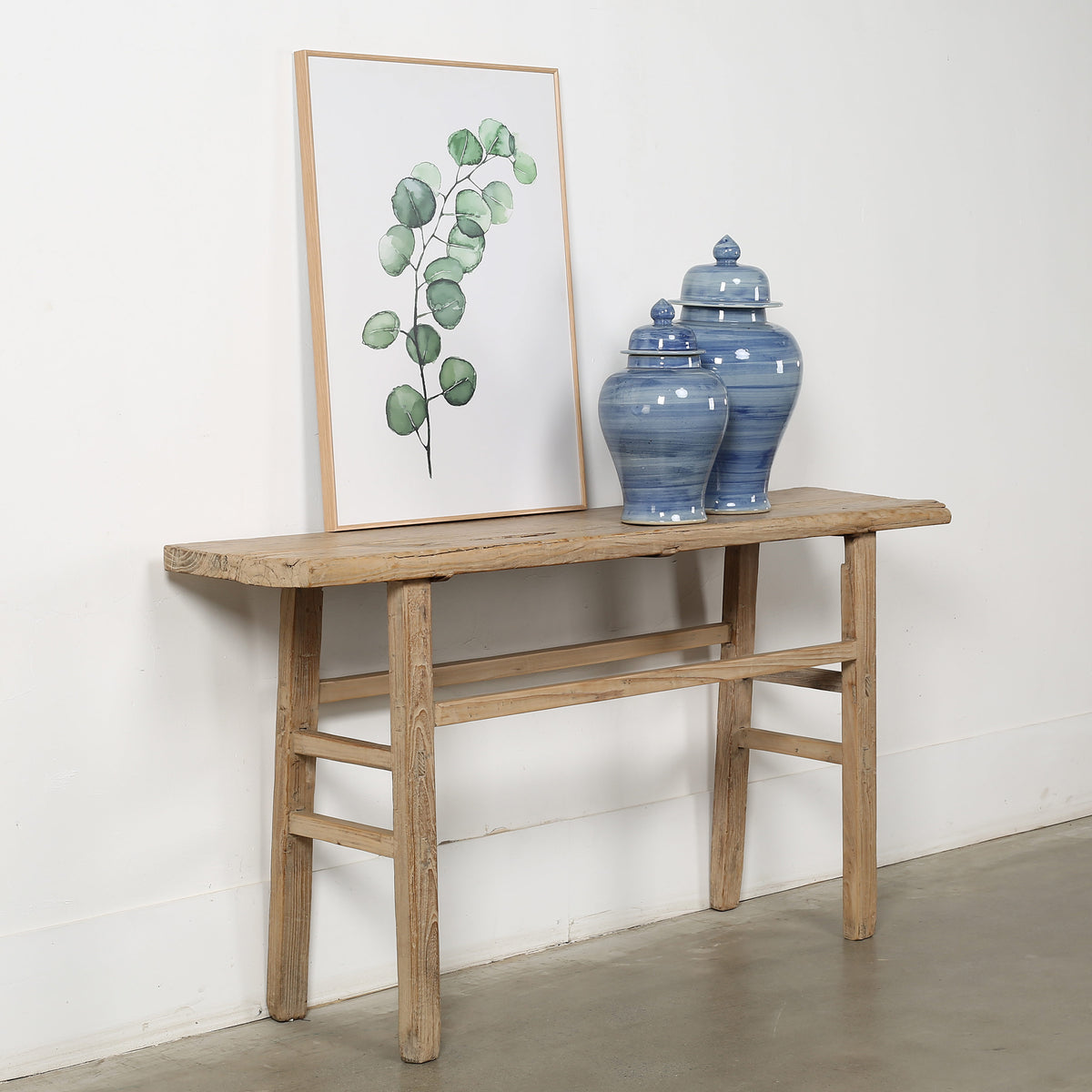 Approx. 63 Inches Long 14 Inches Deep Vintage Console Table Elmwood Weathered Natural