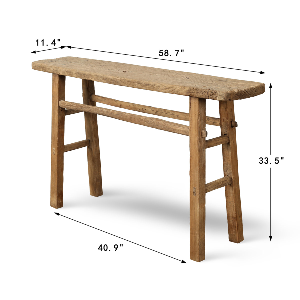 Approx. 59 Inches Long 11 Inches Deep Vintage Console Table Weathered Natural