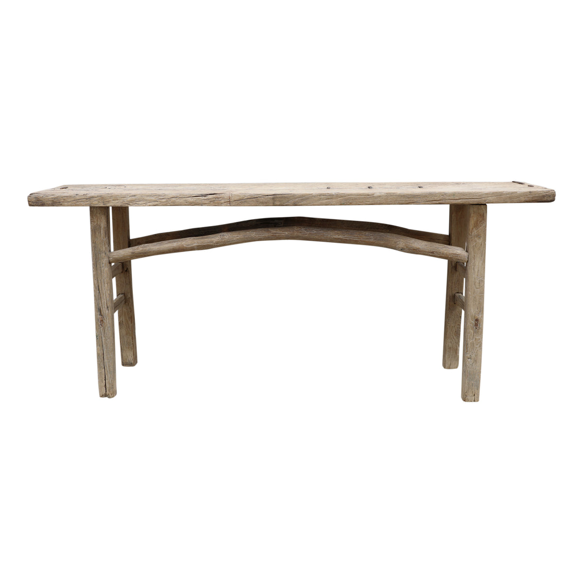 Vintage console table Large about 6-7' long Weathered natural(size & color vary)