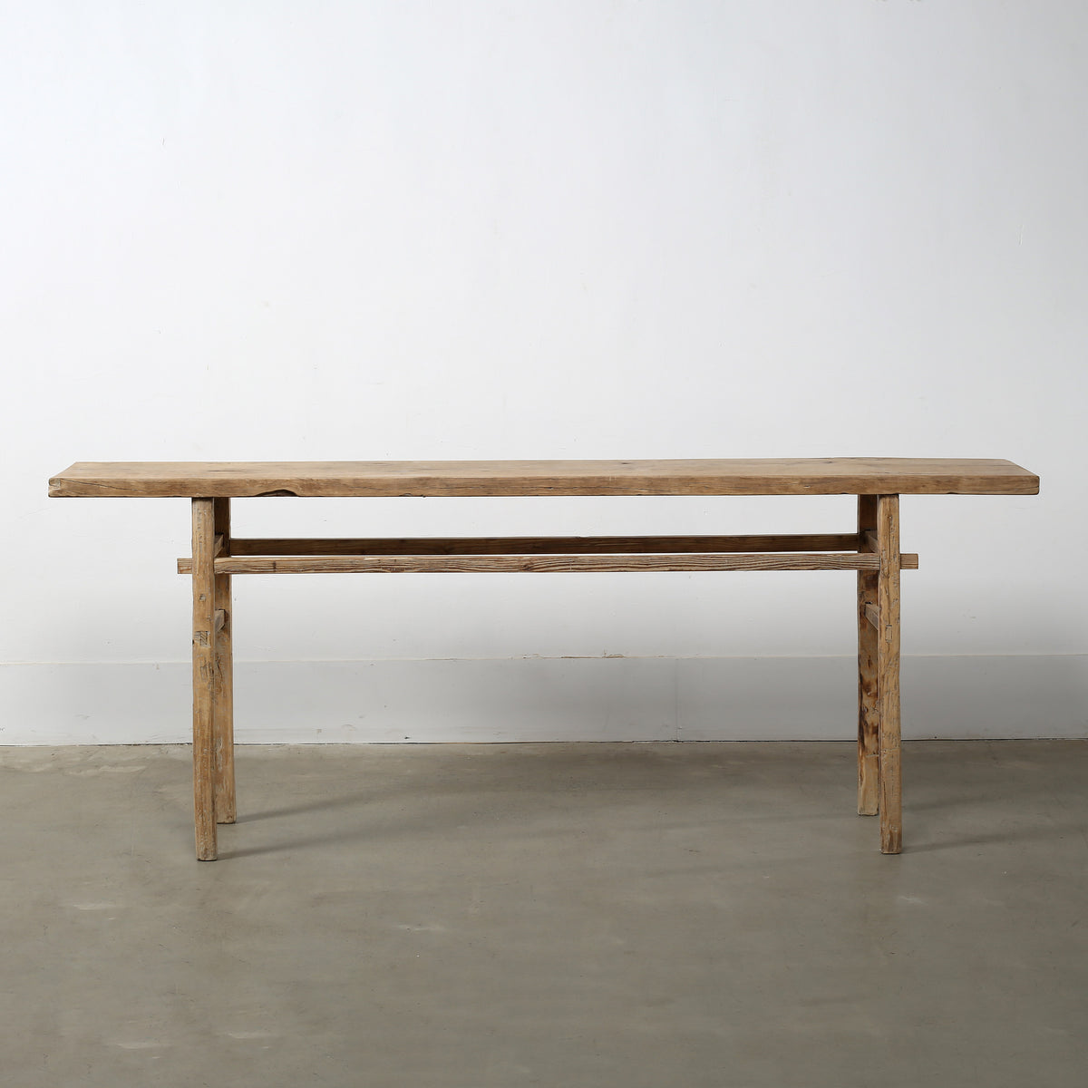 Approx. 87" Long Cotton wood Vintage Console Table Weathered Natural