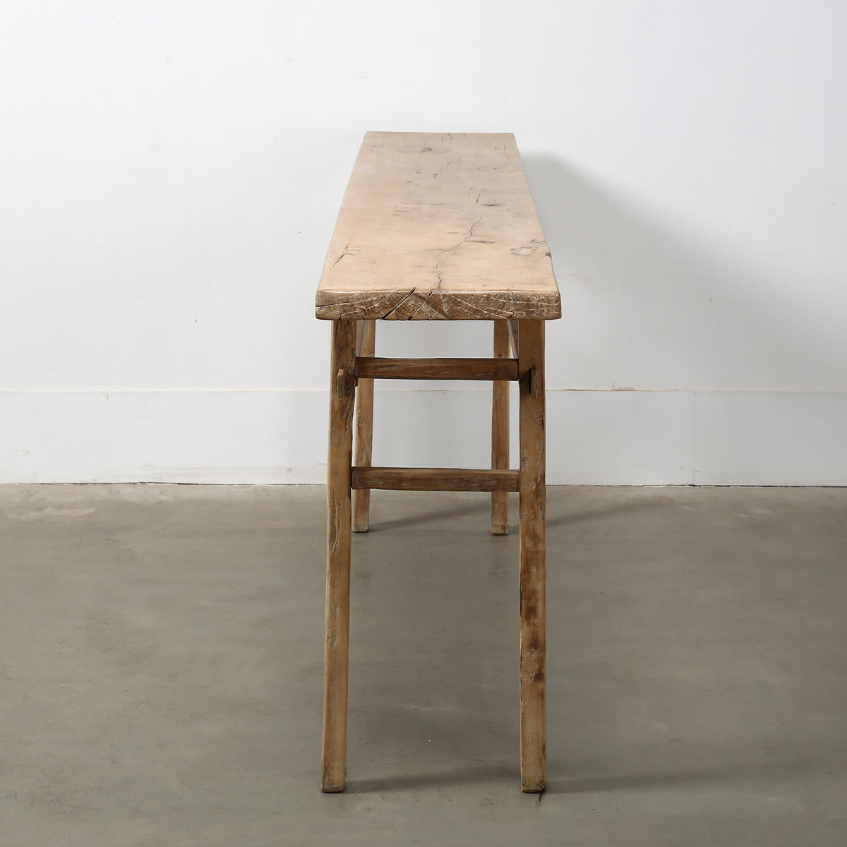 Approx. 87" Long Cotton wood Vintage Console Table Weathered Natural