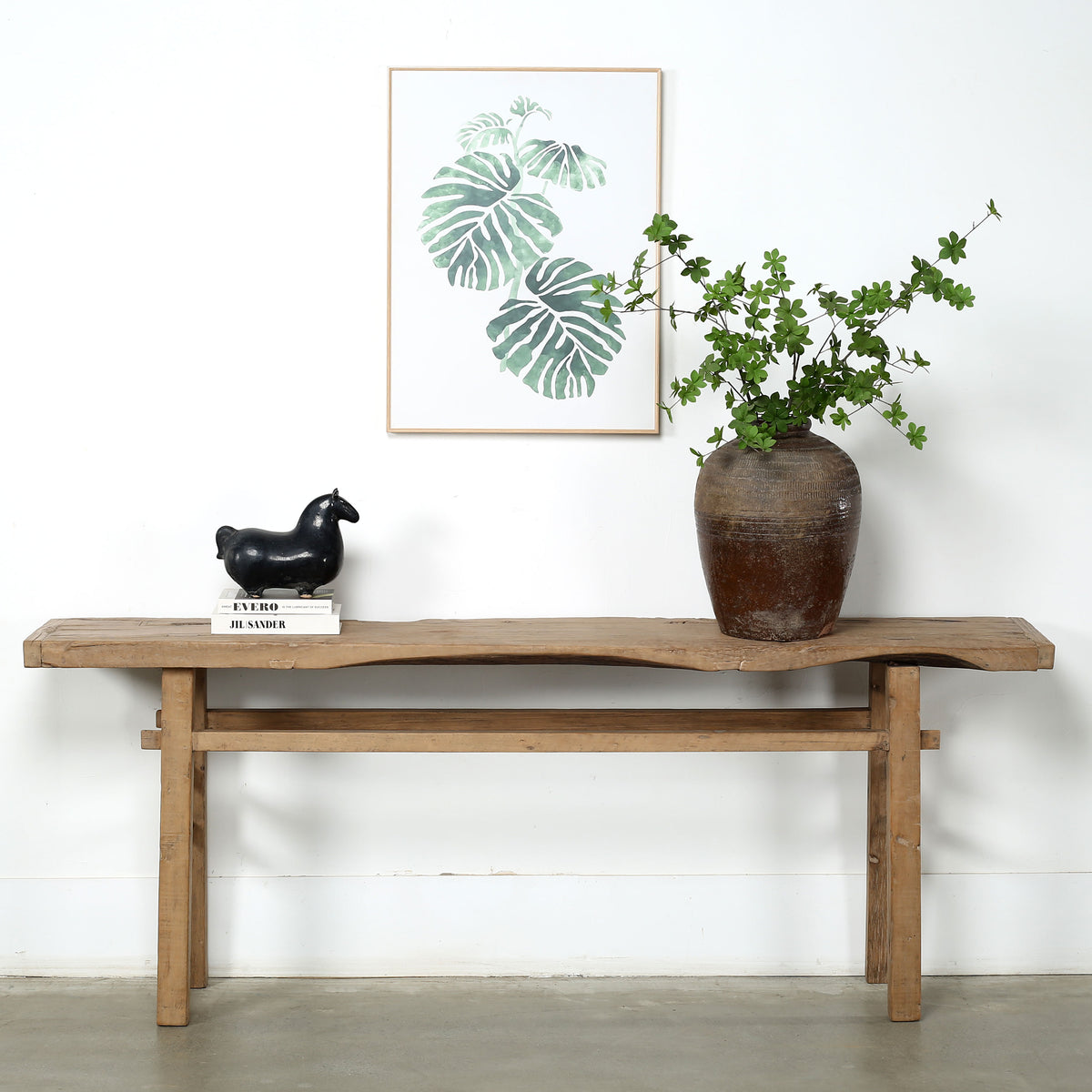 Approx. 85" Long Furit wood Vintage Console Table Weathered Natural