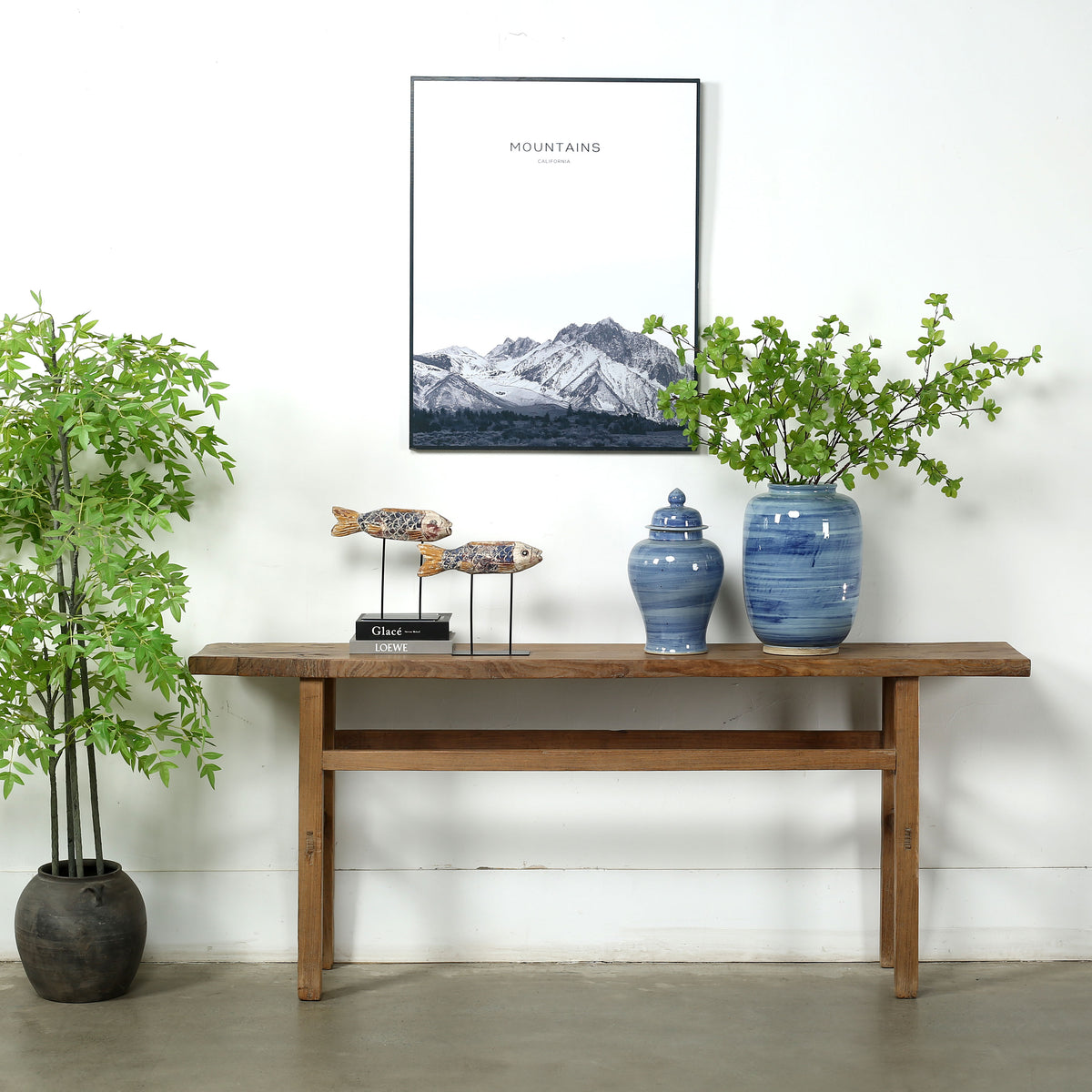 Approx. 76" Long 12.6" Deep Vintage Console Table Weathered Natural Elm Wood