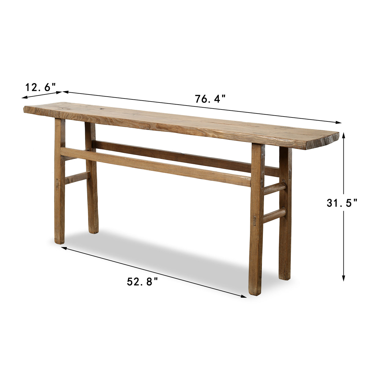 Approx. 76" Long 12.6" Deep Vintage Console Table Weathered Natural Elm Wood