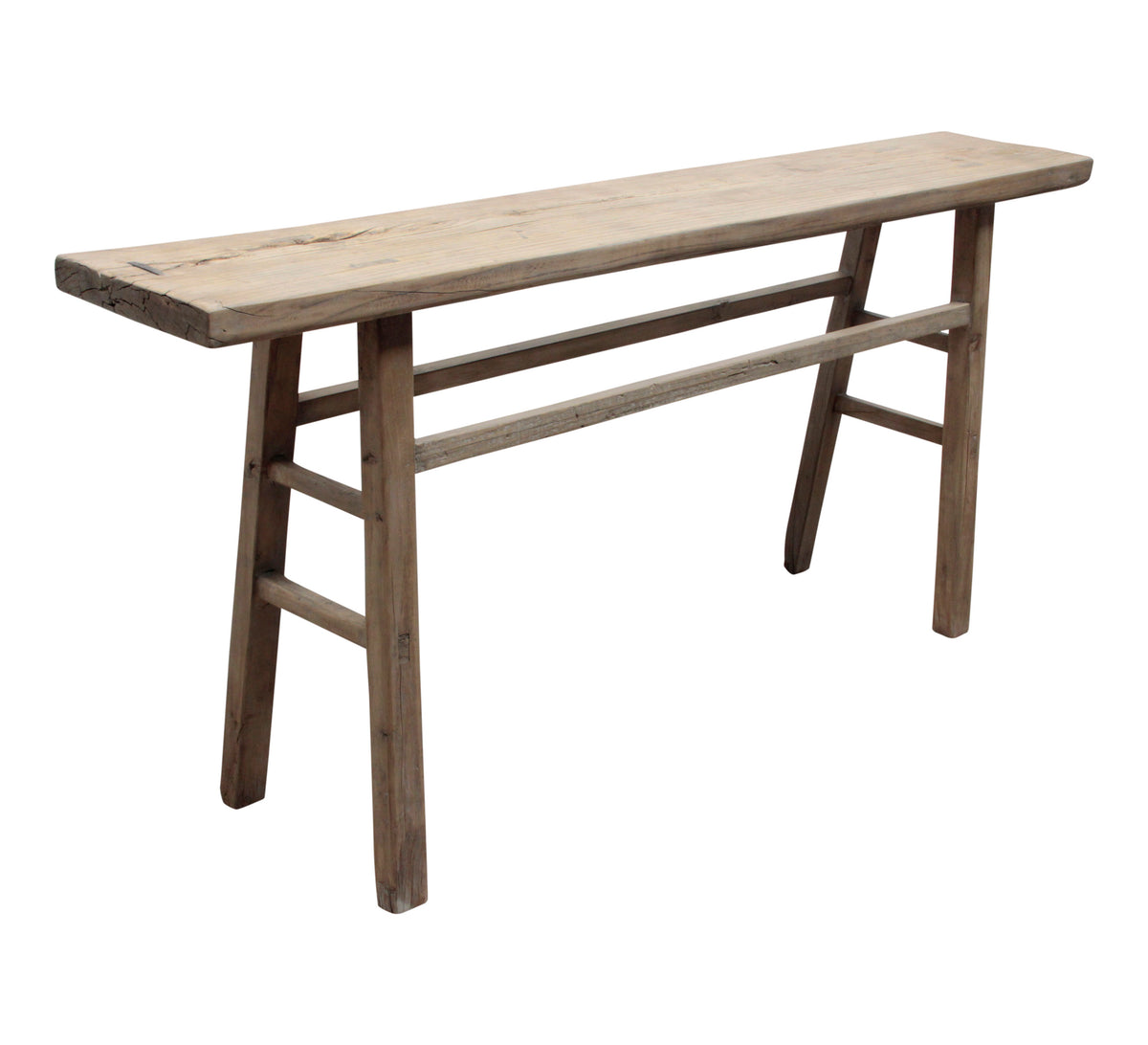 Vintage console table Medium about 5-6' long Weathered natural (size & color vary) Excellent Top
