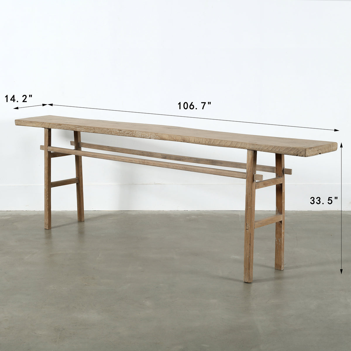 Vintage Console Table Extra Large Weathered Natural 107x14x33H
