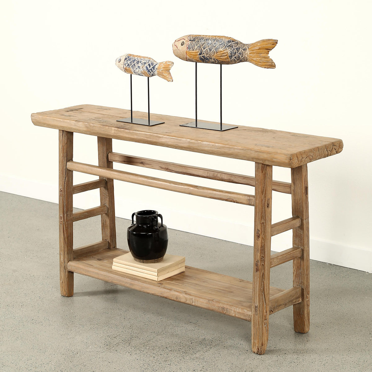 Approx. 50 Inches Long Console with Shelf, Weathered Natural