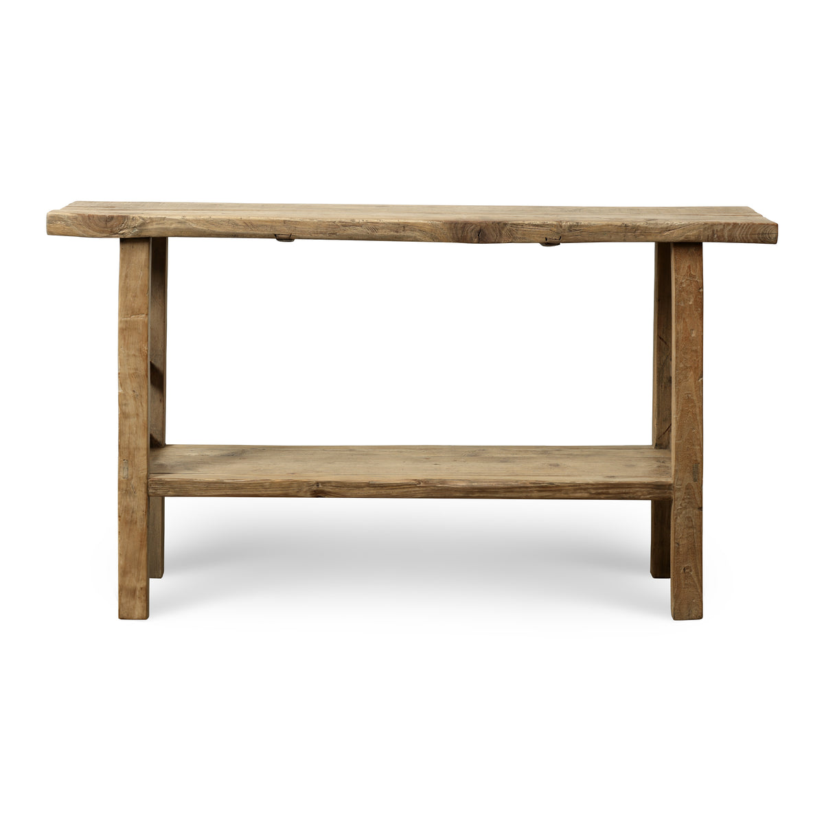 Approx. 56 Inches Long Console with Shelf, Weathered Natural