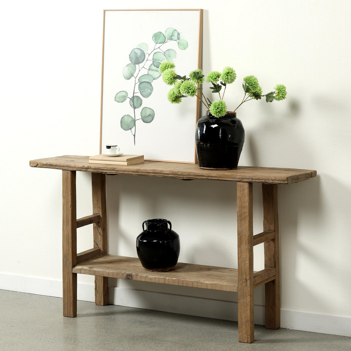 Approx. 59.8" Long 13.8"Deep Console with Shelf, Weathered Natural