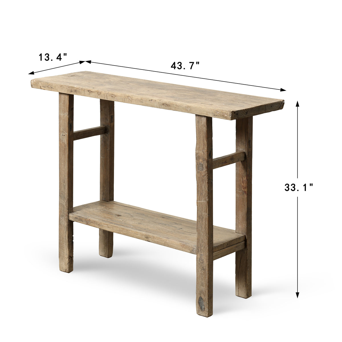 Approx. 44" Long 13"Deep Console with Shelf, Weathered Natural