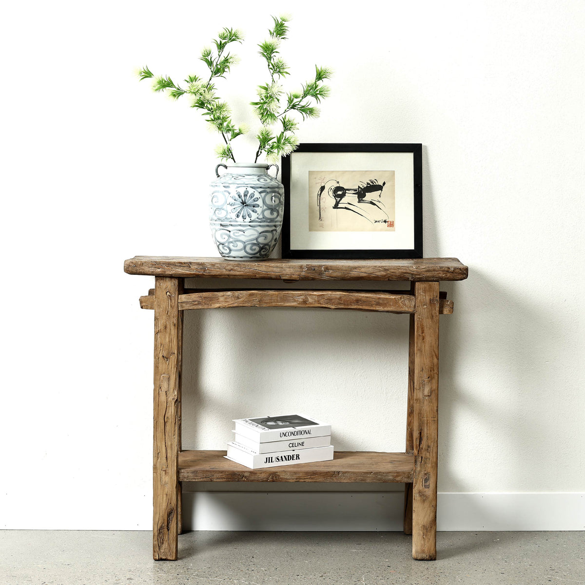 Approx. 37" Long 12"Deep Console with Shelf, Weathered Natural