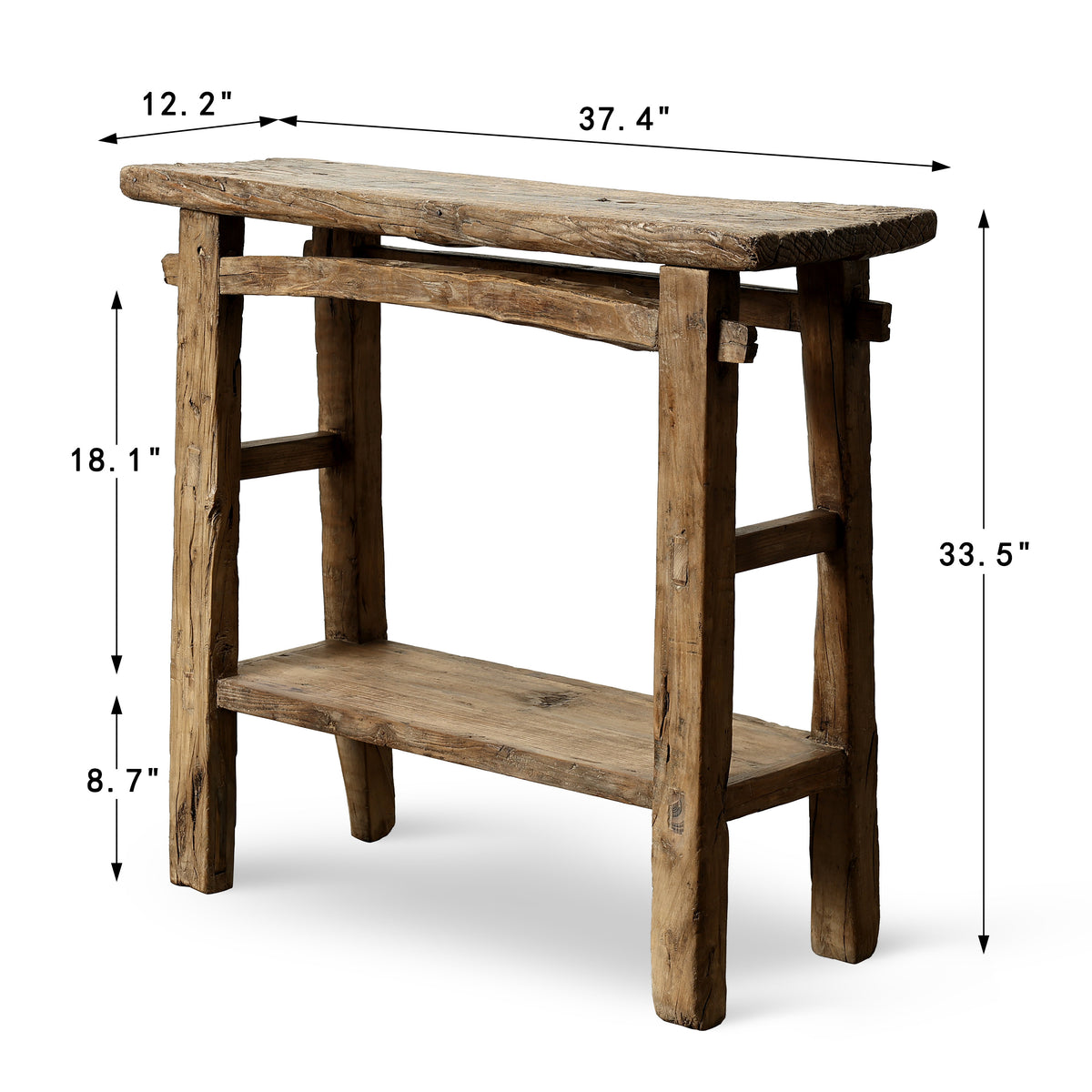 Approx. 37" Long 12"Deep Console with Shelf, Weathered Natural
