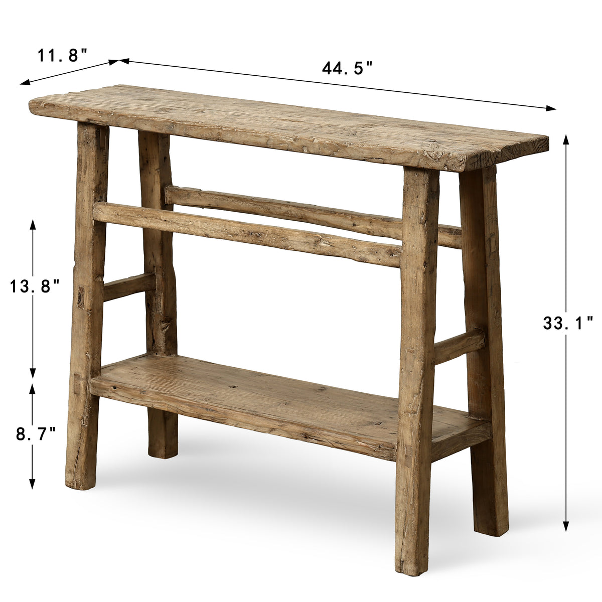Approx. 45" Long 12"Deep Console with Shelf, Weathered Natural