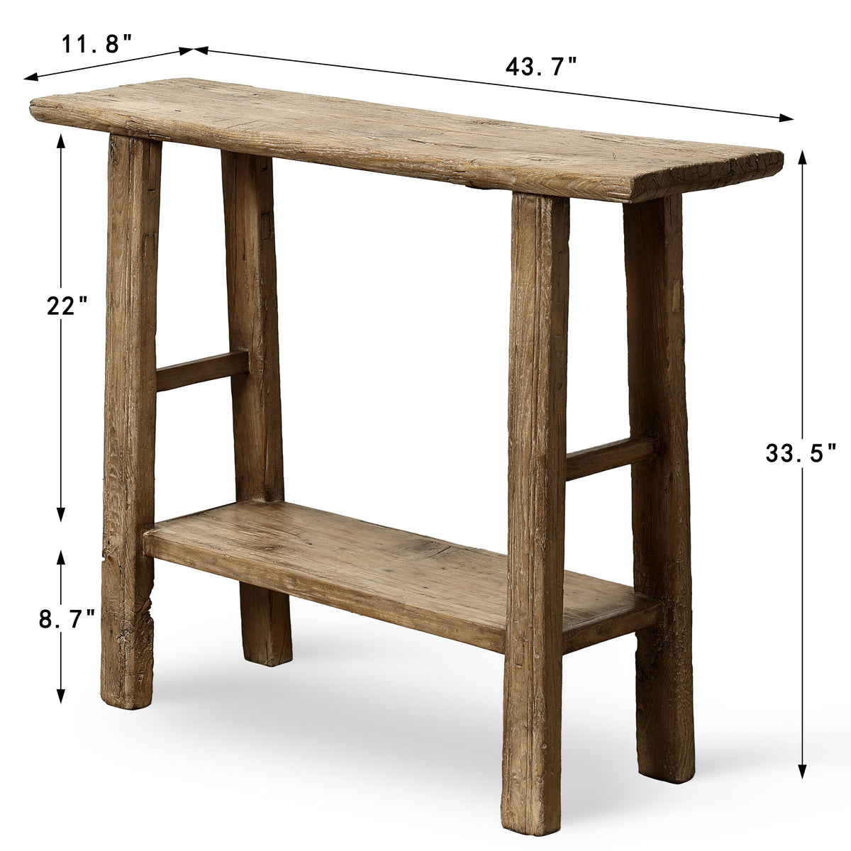 Approx. 44" Long 12"Deep Console with Shelf, Weathered Natural