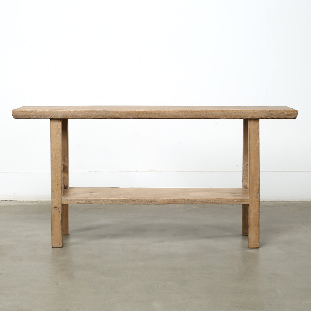 Vintage Console with Shelf Elmwood Weathered Natural 65.35x14.56x32.28H