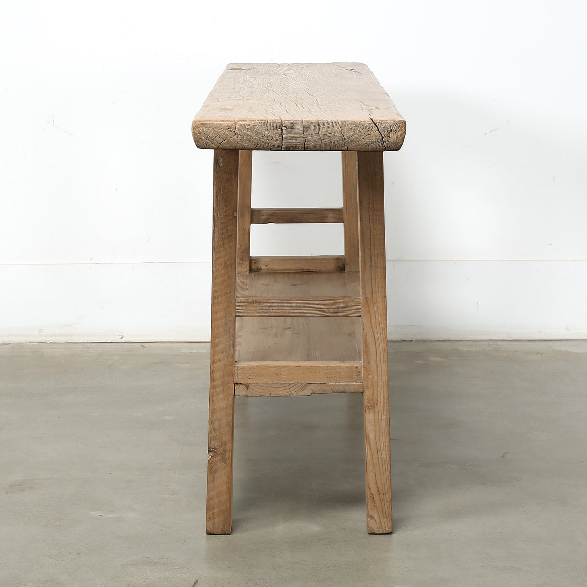 Vintage Console with Shelf Elmwood Weathered Natural 65.35x14.56x32.28H
