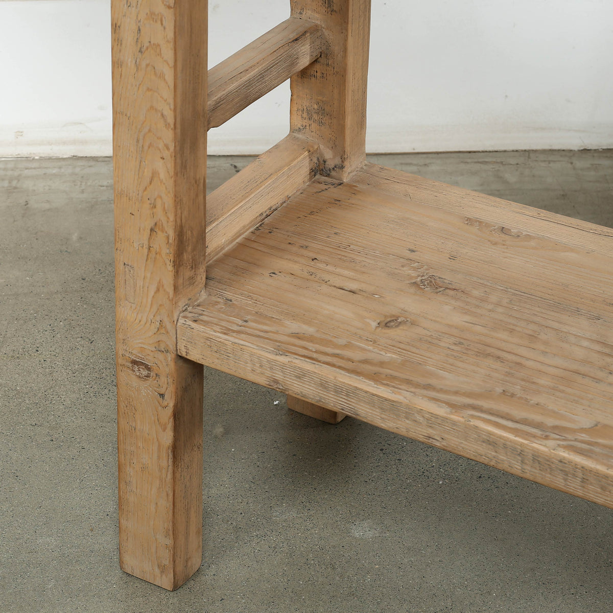 Vintage Console with Shelf Elmwood Weathered Natural 65.35x14.56x32.28H