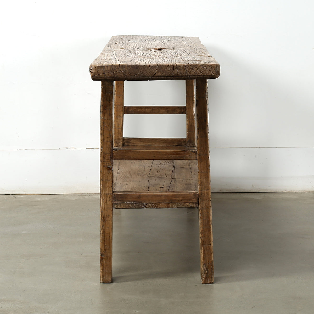 Approx. 72 Inches Long Vintage Console with Shelf Neutral Wood Tone 72x16.9x31.9H