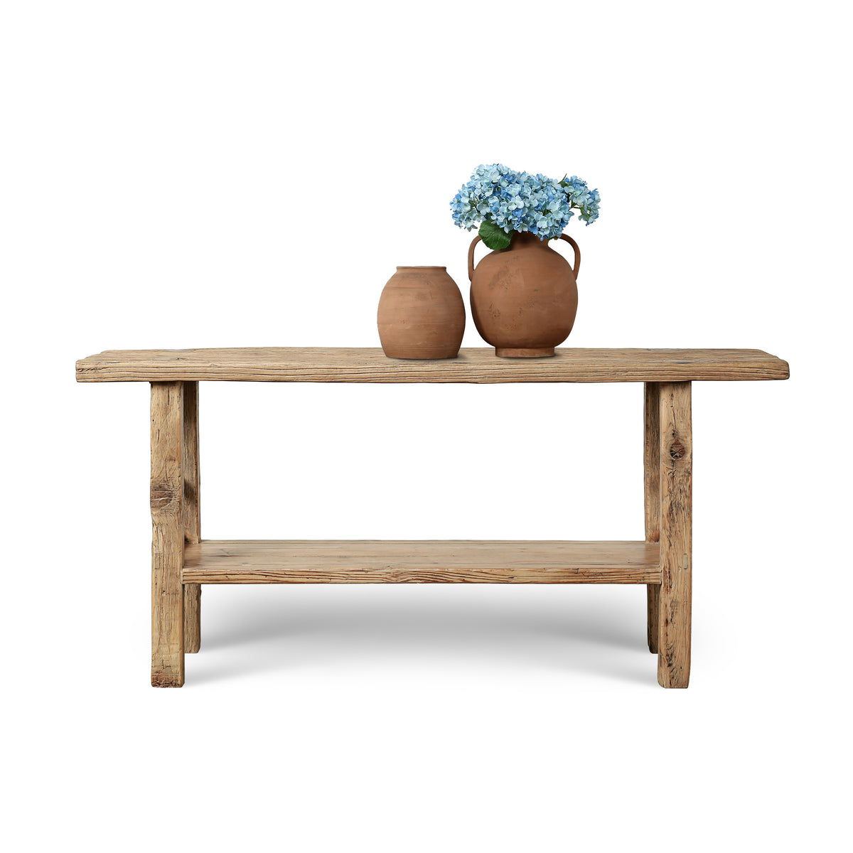 Approx. 67 Inches Long Vintage Console with Shelf Neutral Wood Tone 67.72W14.96D31.5H
