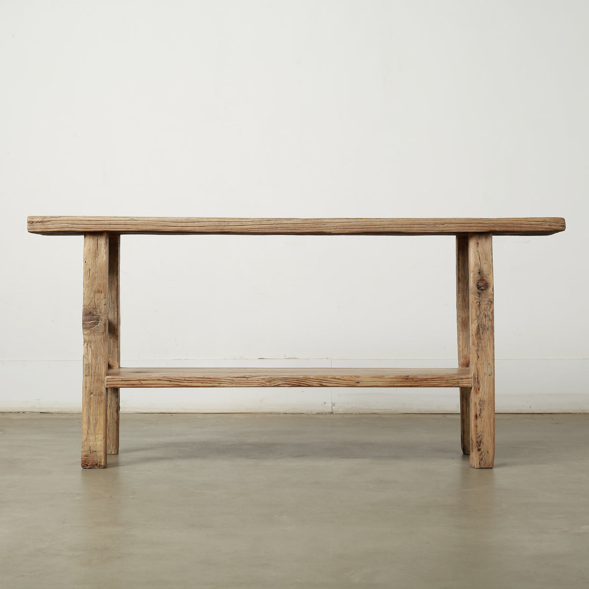 Approx. 67 Inches Long Vintage Console with Shelf Neutral Wood Tone 67.72W14.96D31.5H