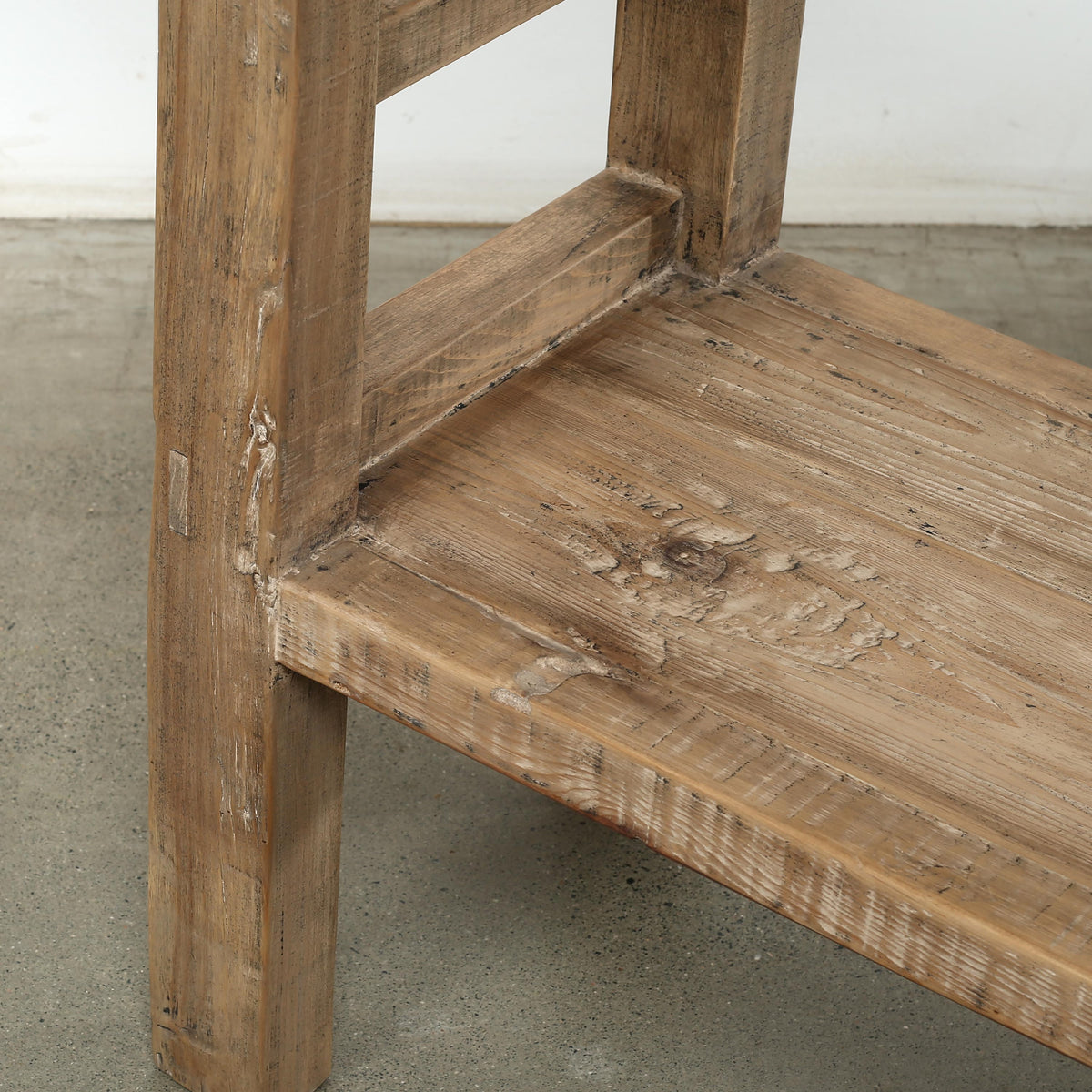 Vintage Console with Shelf Weathered Natural 77.6x14.57x32.28H