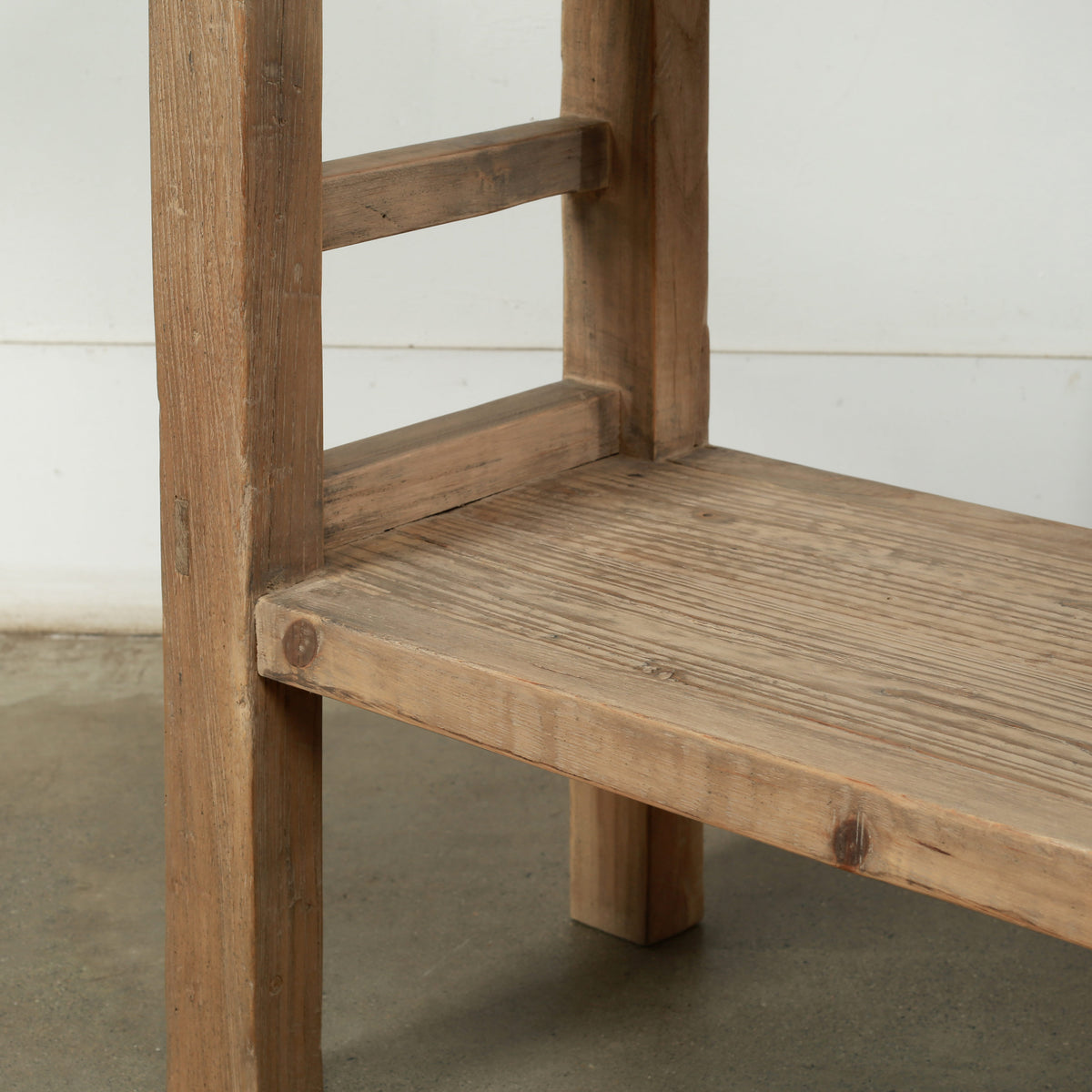 Approx. 99 InchesLong Pinewood Vintage Console with Shelf Weathered Natural