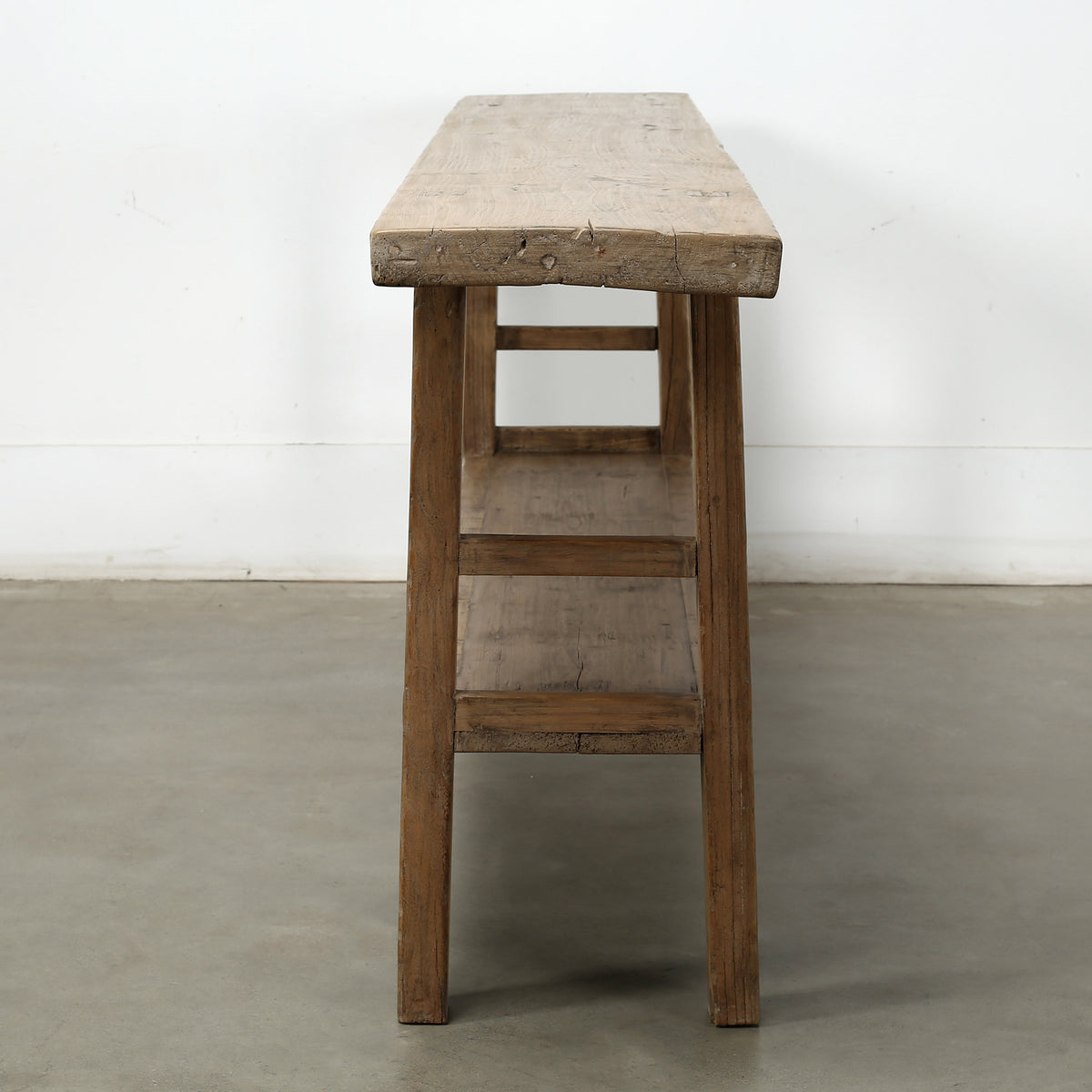 Vintage Console with Shelf Weathered Natural Pearwood 94.5x14.2x32.3H
