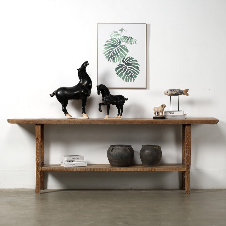 Vintage Console Table with Shelf Weathered Natural 95.7x15.4x33.9H image 3