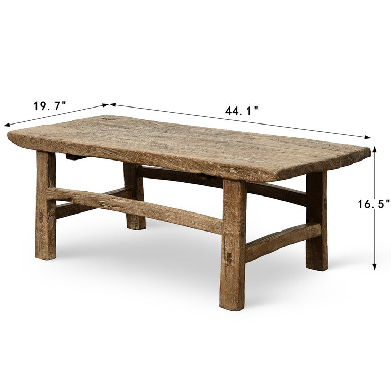 Hermosa Vintage Elmwood Coffee Table Small Weathered Natural 44.1" L x 19.7" W x 16.5" H image 3