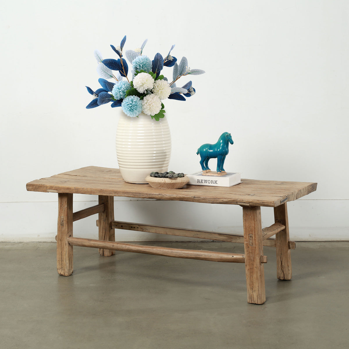 Vintage Coffee Table 50x21x18H Elmwood Weathered Natural